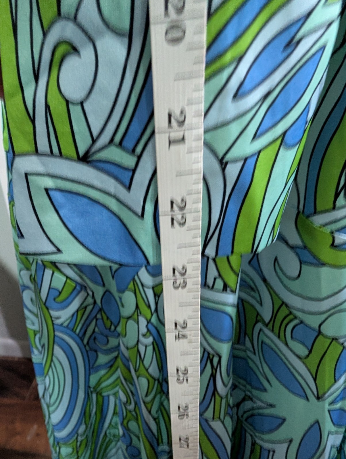 Modern Retro Psychedelic Maxi Dress Blue Green Mod Boho Hostess Medium