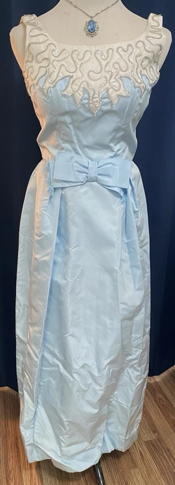 Classic 50s Powder Blue Jr Theme Sleeveless Prom Party Dress NEW YORK Original