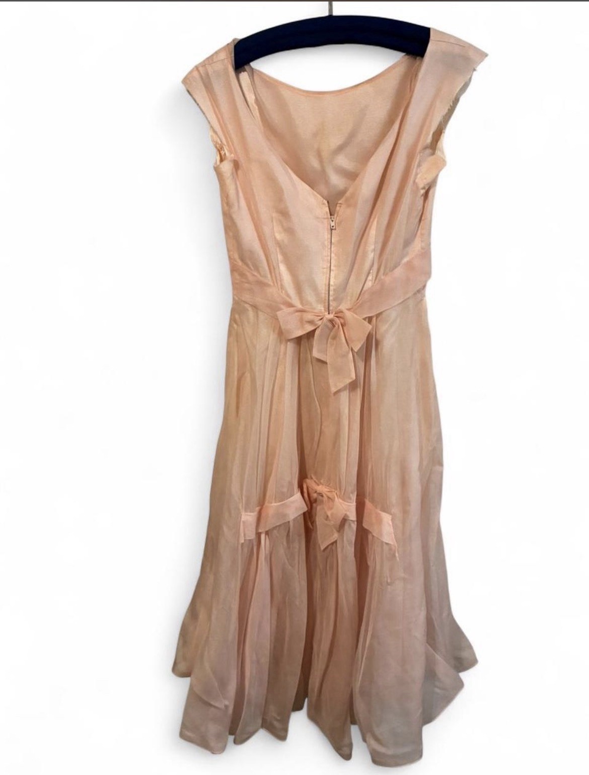 Lorrie Deb San Francisco Peach 1950s Sheer Organza Fit & Flare Party Dress