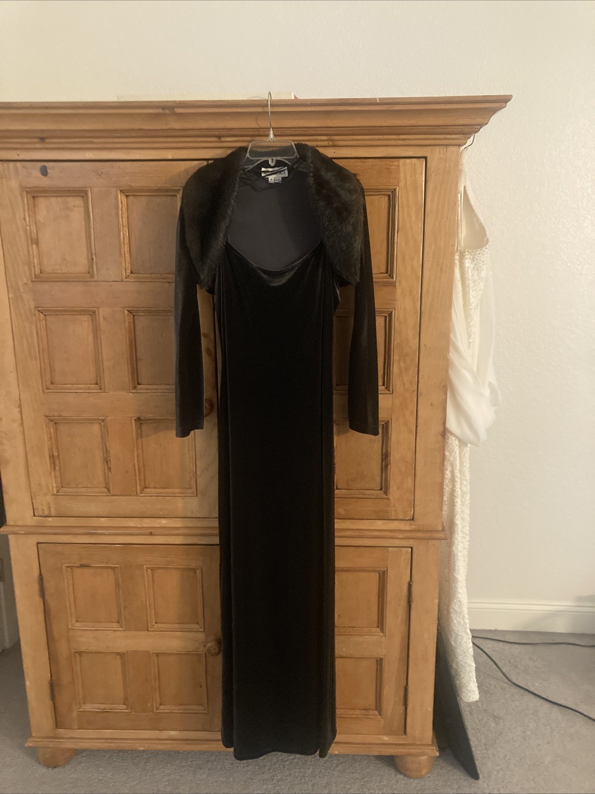 Black Long, Velvet Ankle length gown, With an Elegant Hue of Silver.