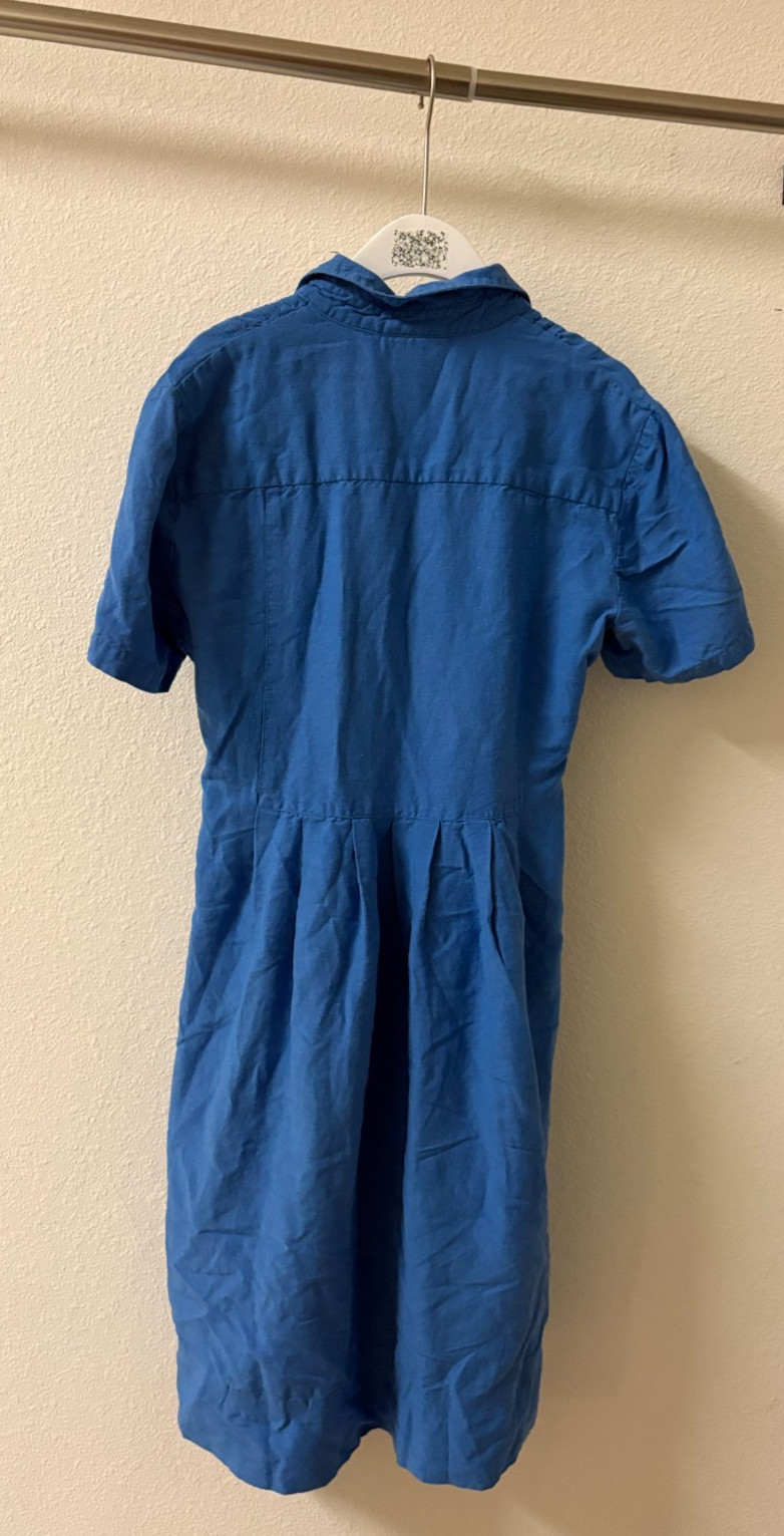 Coldwater Creek Blue Midi Dress Women&rsquo;s M Waist Tie Short Sleeve Vintage