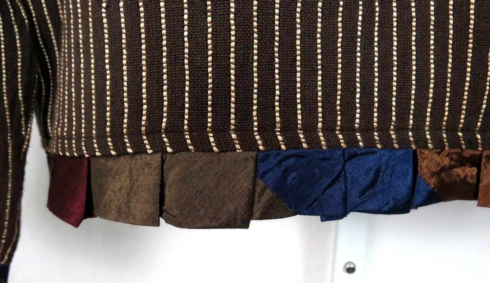 VTG 1990s 2000s SHARON ANTHONY BY CRYSTAL STRIPED PATCHWORK JACKET SIZE MEDIUM