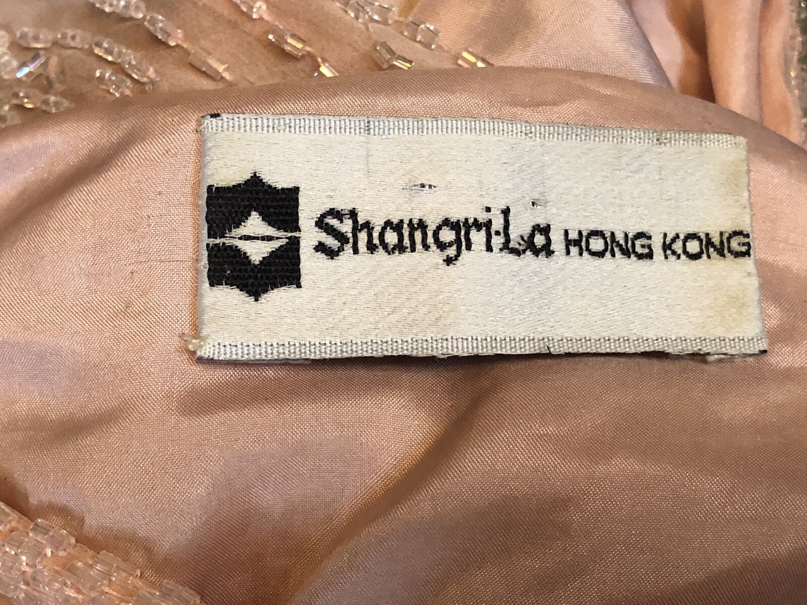 Vintage Beaded PINK Sequins Silk Women’s Shangri-La Hong Kong Shirt Blouse Top M