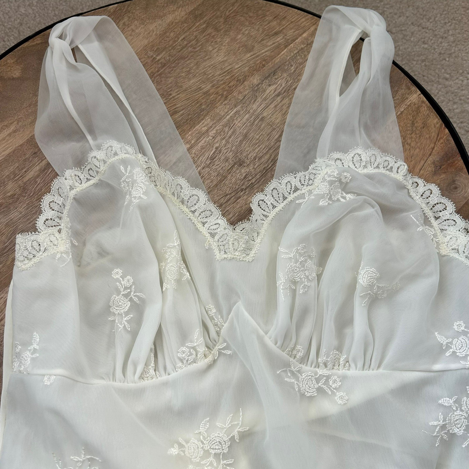 Vintage Vanity Fair Lacy Night Gown wedding honeymoon 50’s-60’s style Nylon long