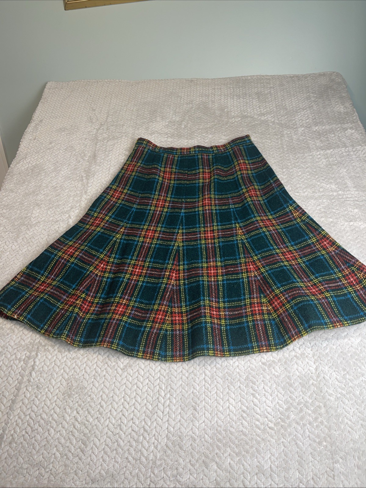 Vintage Tartan Maxi Skirt Red Plaid A Line Wool Academia Preppy 33” Waist
