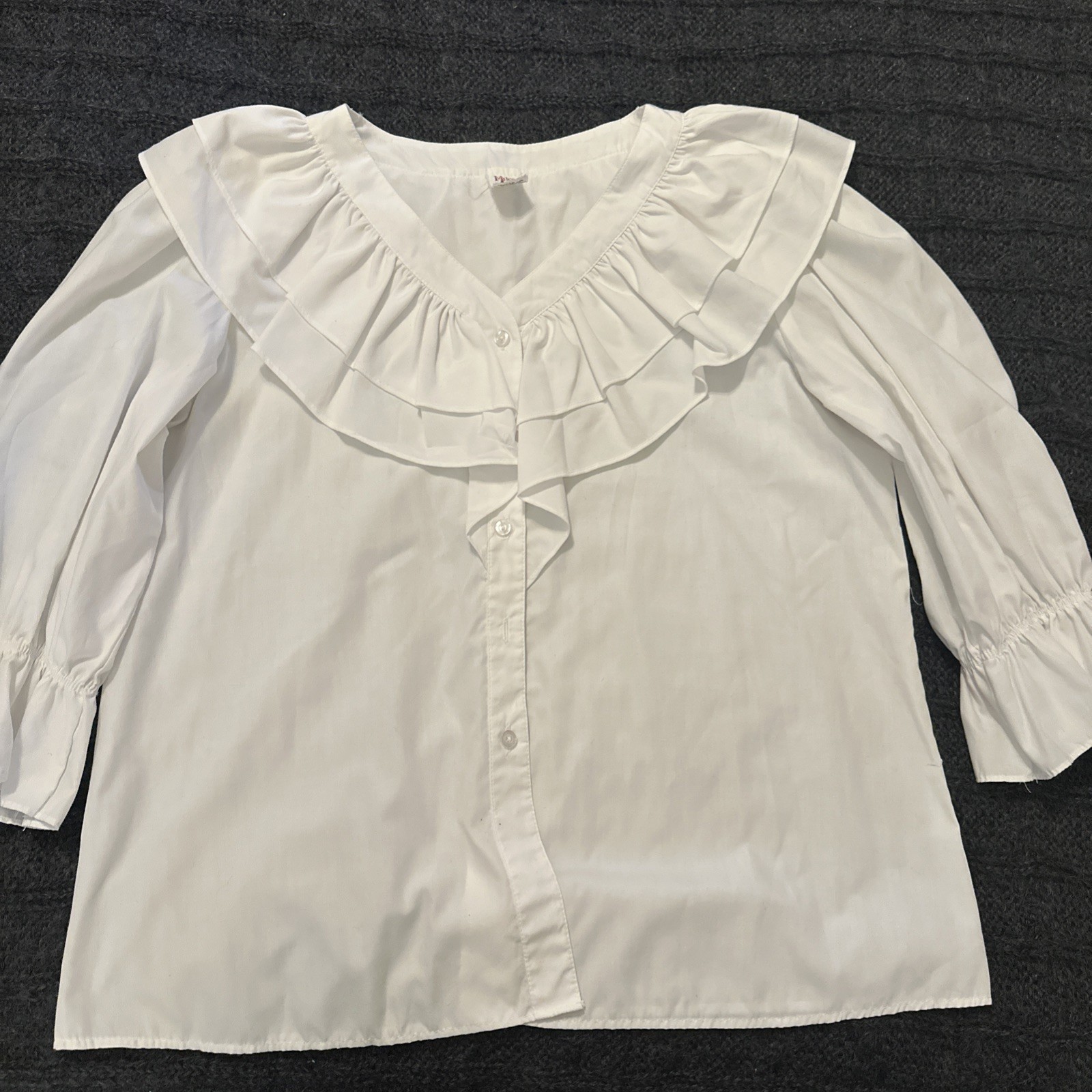 Vtg Partners Please Peasant Blouse Medium Malco Modes Lace White Square Dance