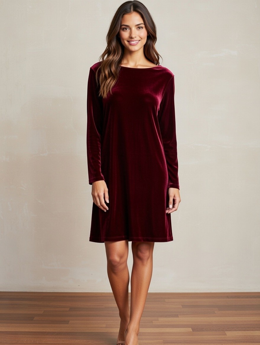 Vintage Jacqueline Ferrar Burgundy Velvet Dress 6P Classic Party Romantic Goth