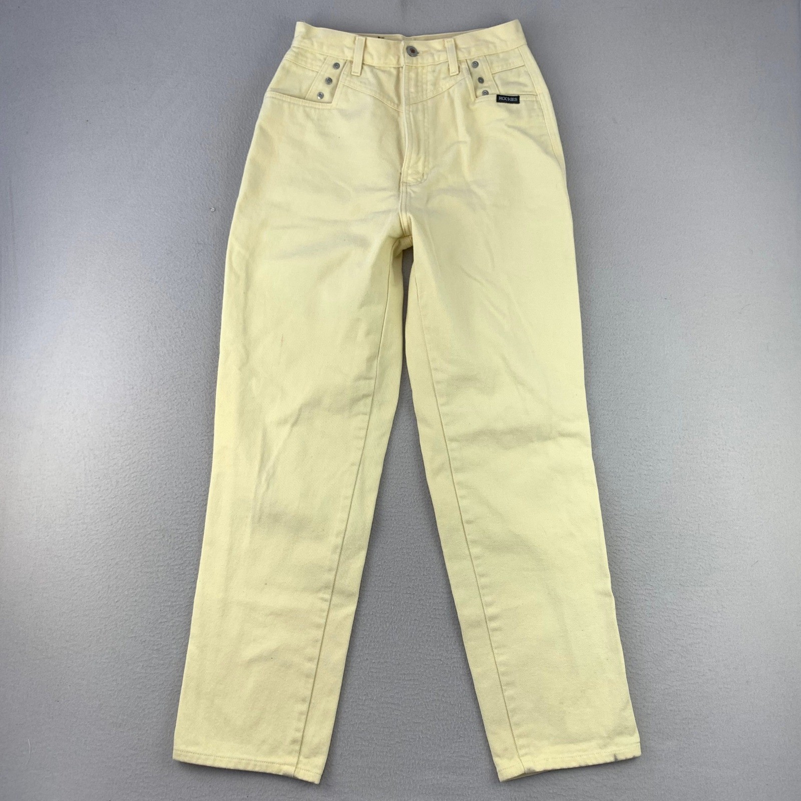 Vintage Rockies No Back Western Jeans Women 30/11 Yellow Denim High Rise Studs