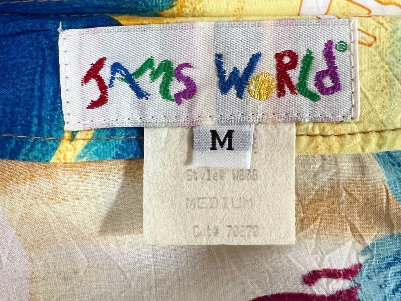 M Vtg 80s JAMS WORLD Skirt RAYON Wrap Sarong Adjustable Waist Paradise Hawaiian