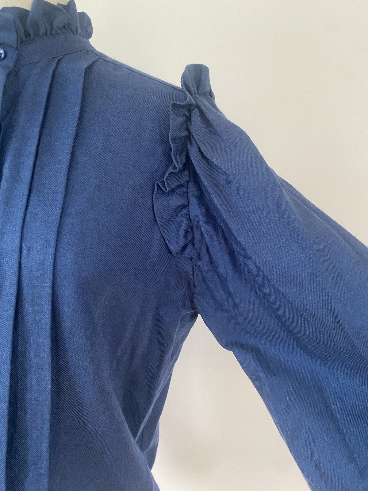 Gucci Vintage 1970&rsquo;s Ruffle Blouse Lightweight Wool/silk Blend