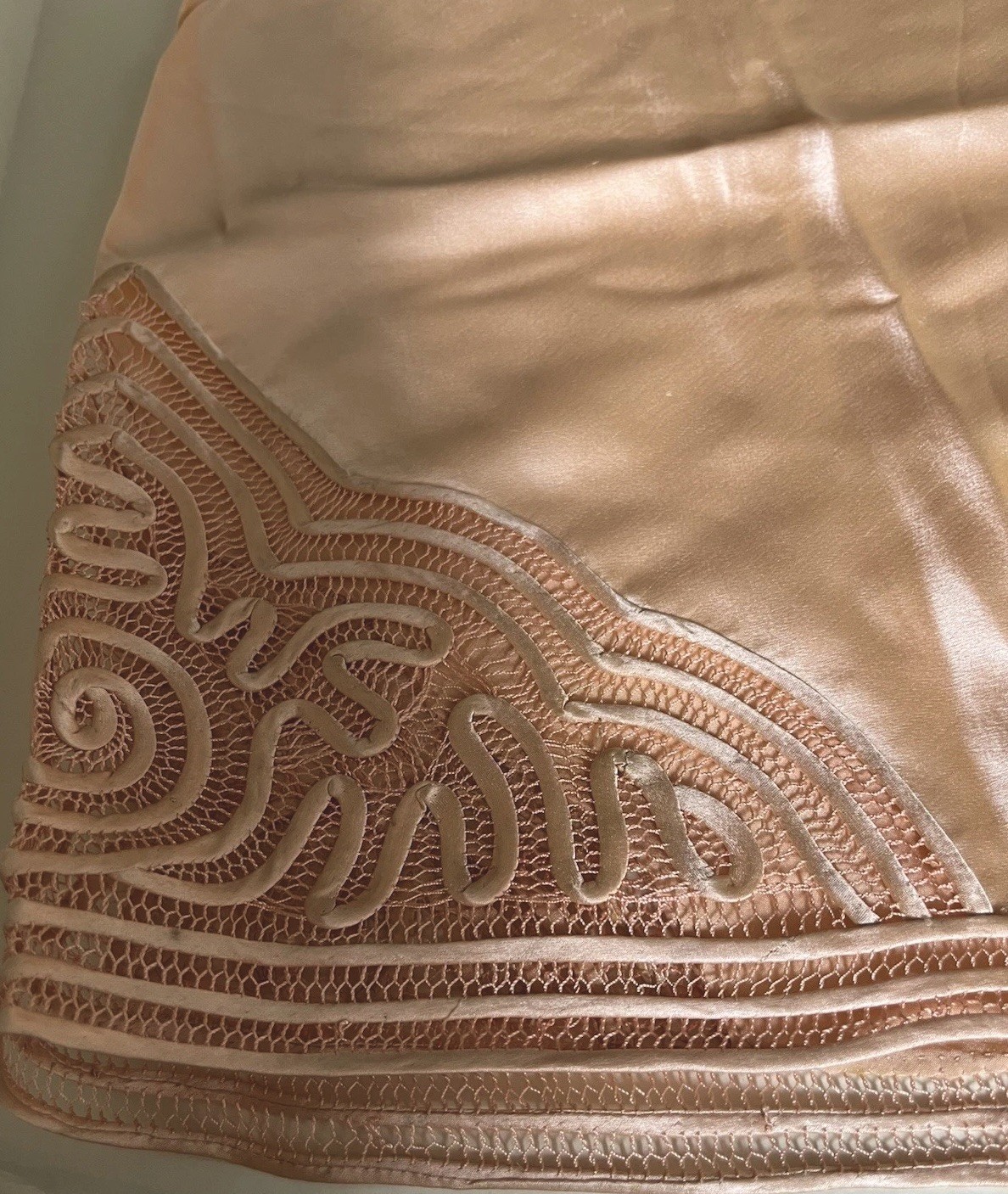 Vintage Peach Satin Silk Lace Tap Pants Knickers Boudoir Lingerie