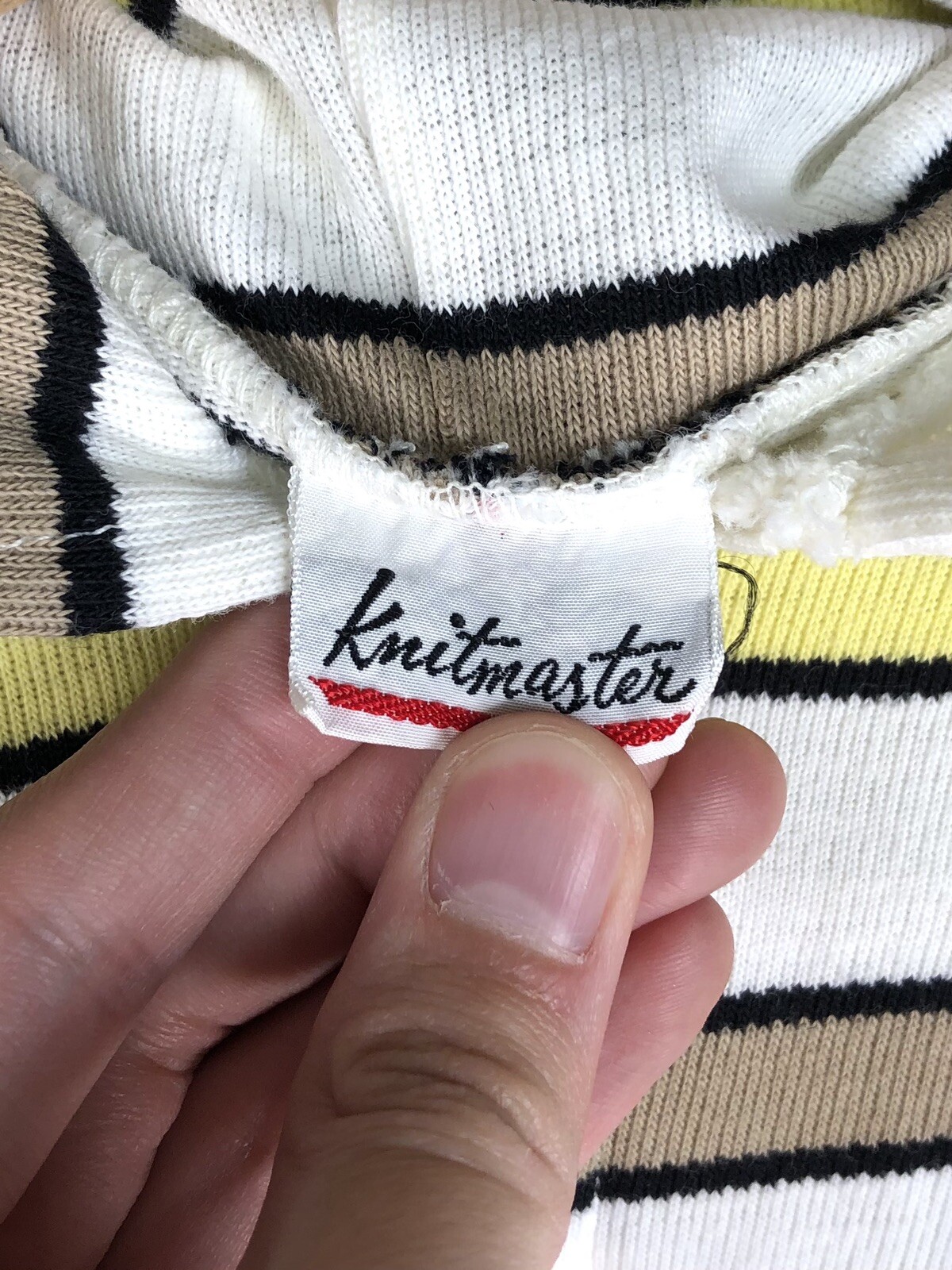 VINTAGE Hoodie Beach Cover Up KNITMASTER 60s Womens Small Terry Cloth Stripe J23