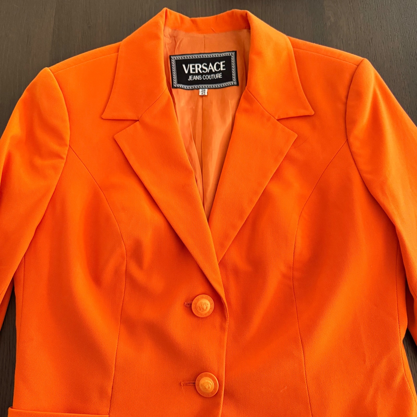 VERSACE JEANS COUTURE orange Blazer 2 button size 42 made in Italy from S/S 1996