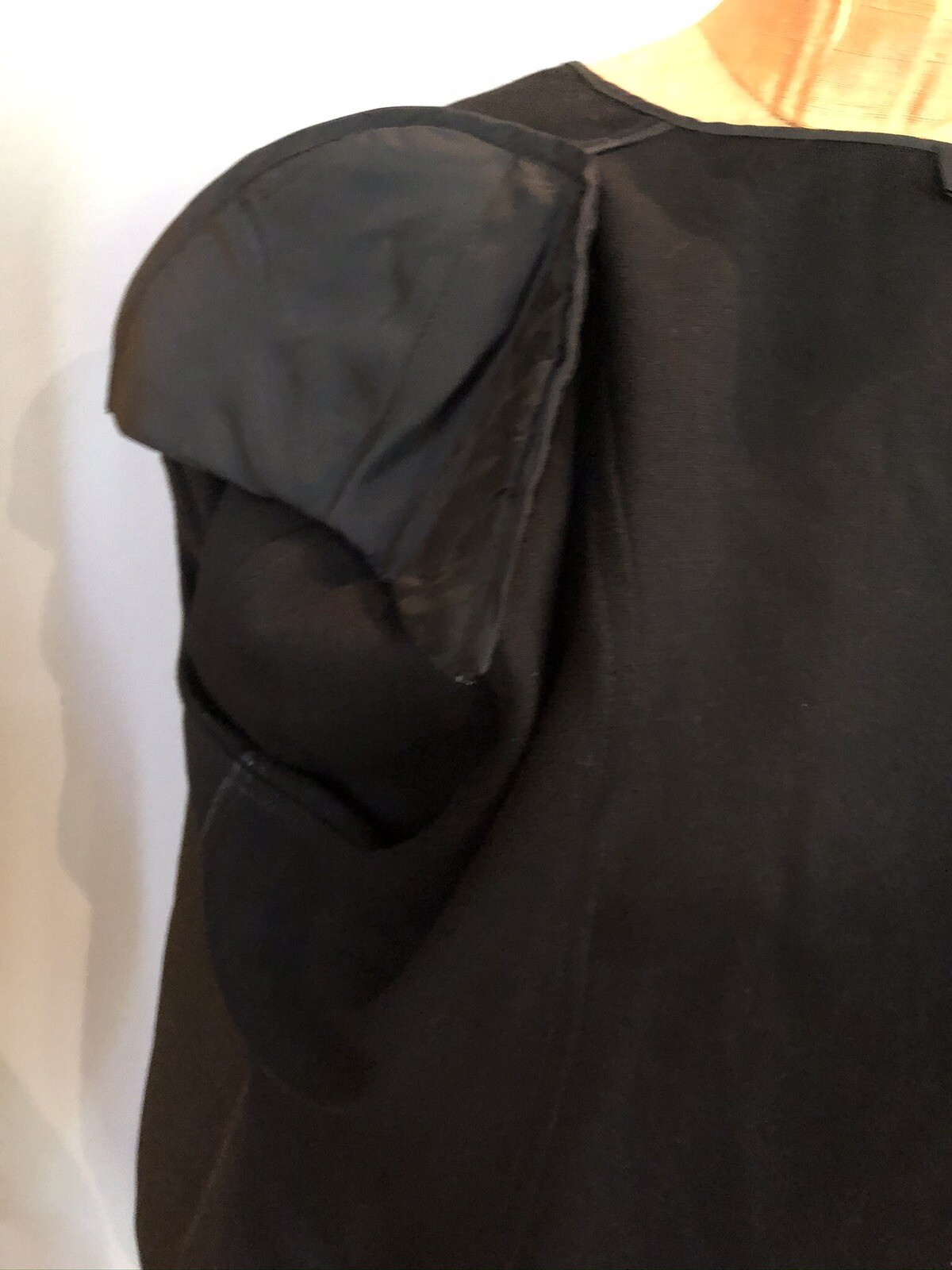 Geoffrey Beene Black Wool Jacket & Pencil Skirt Suit Military Edwardian Piping