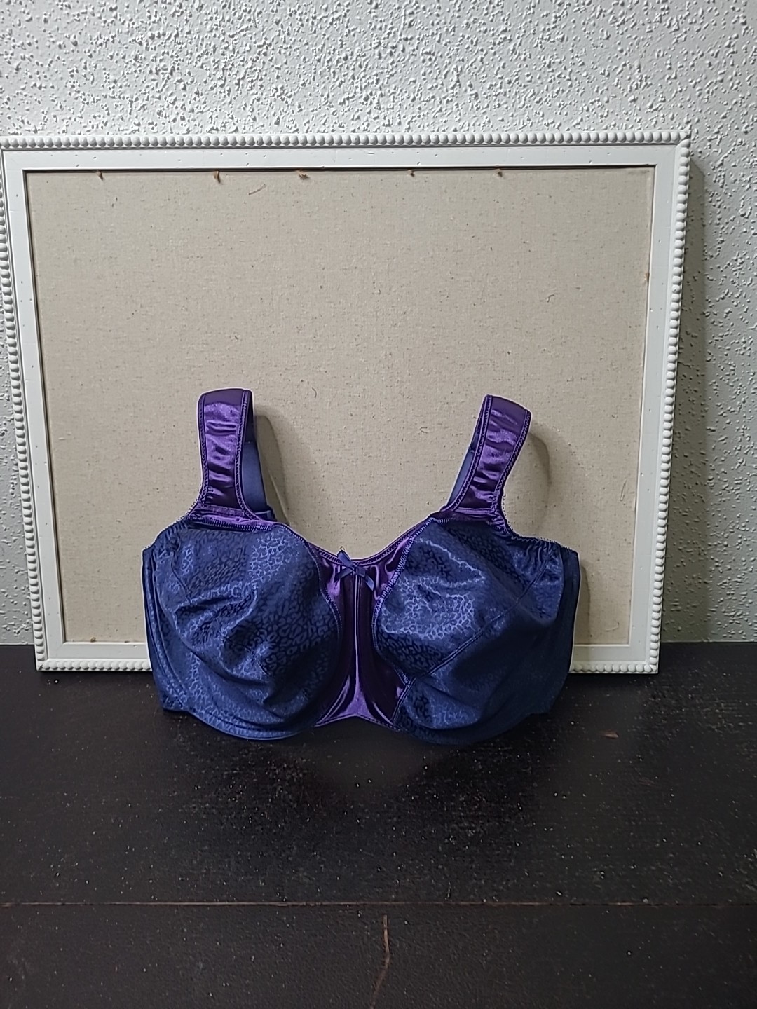 VTG Bali Satin Tracings Full-Figure Minimizer Bra 3562 Royal Animal Print 38DDD
