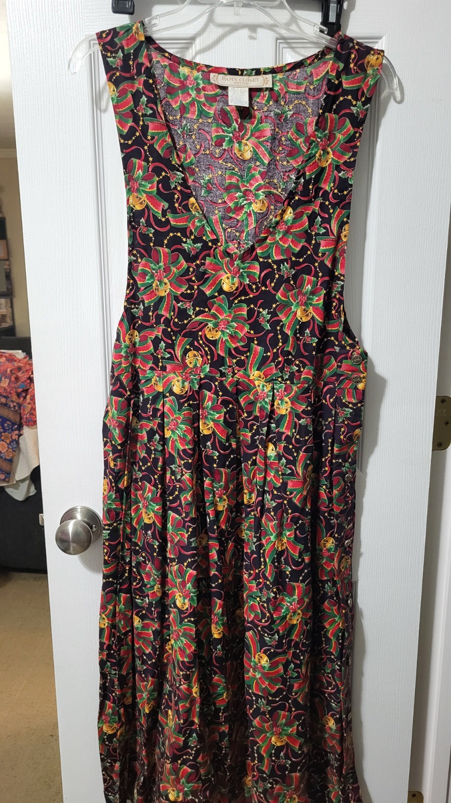 Vintage Christmas Bells Dress Pam&rsquo;s Closet Petite Size Medium Made In USA