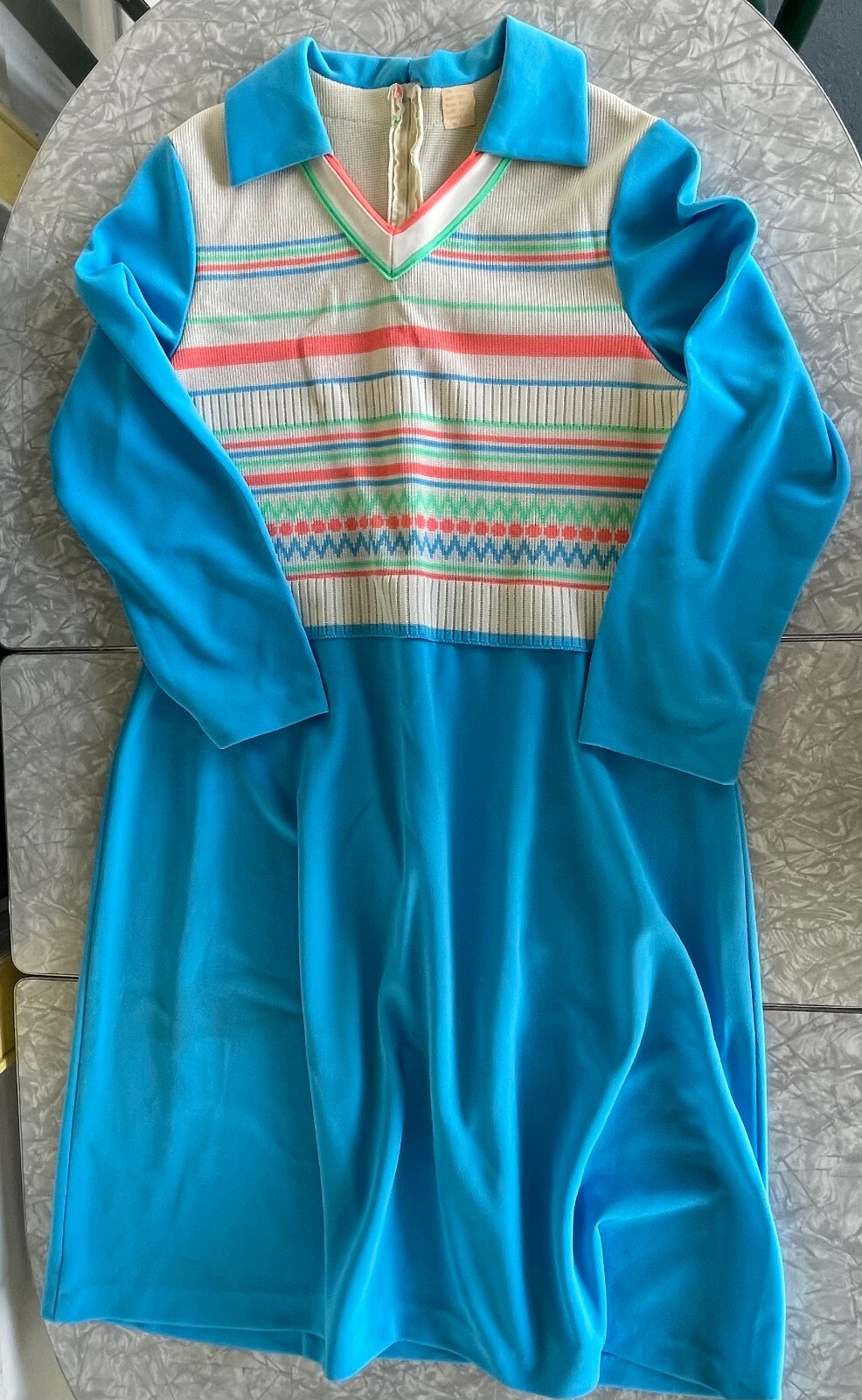 Vintage Groovy 1970&rsquo;s Polyester Knit Sweater Dress Size 20.5