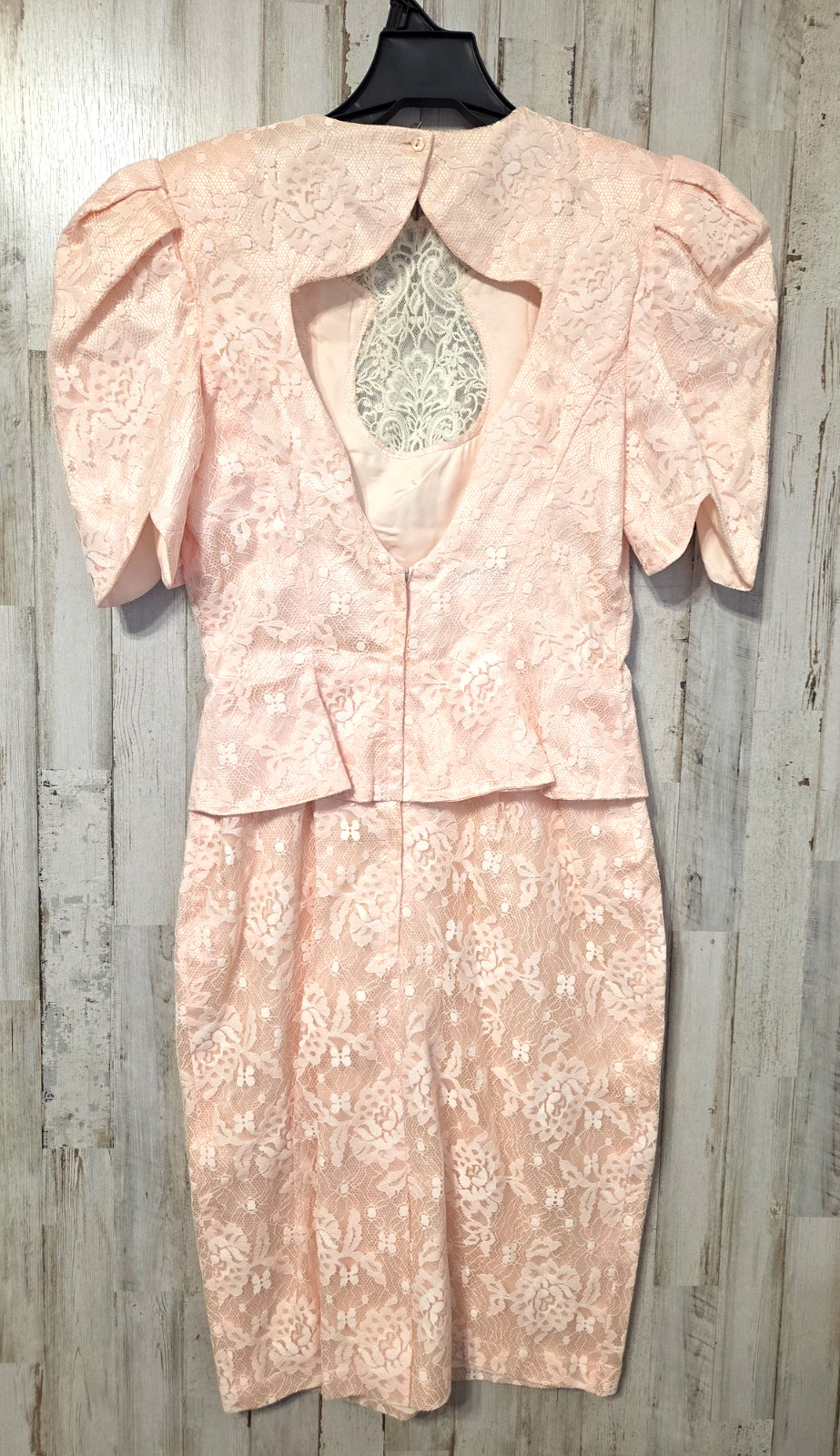 VTg Scott McClintock size 4 Lace Embroidered Sheath Dress Puff sleeve Knee