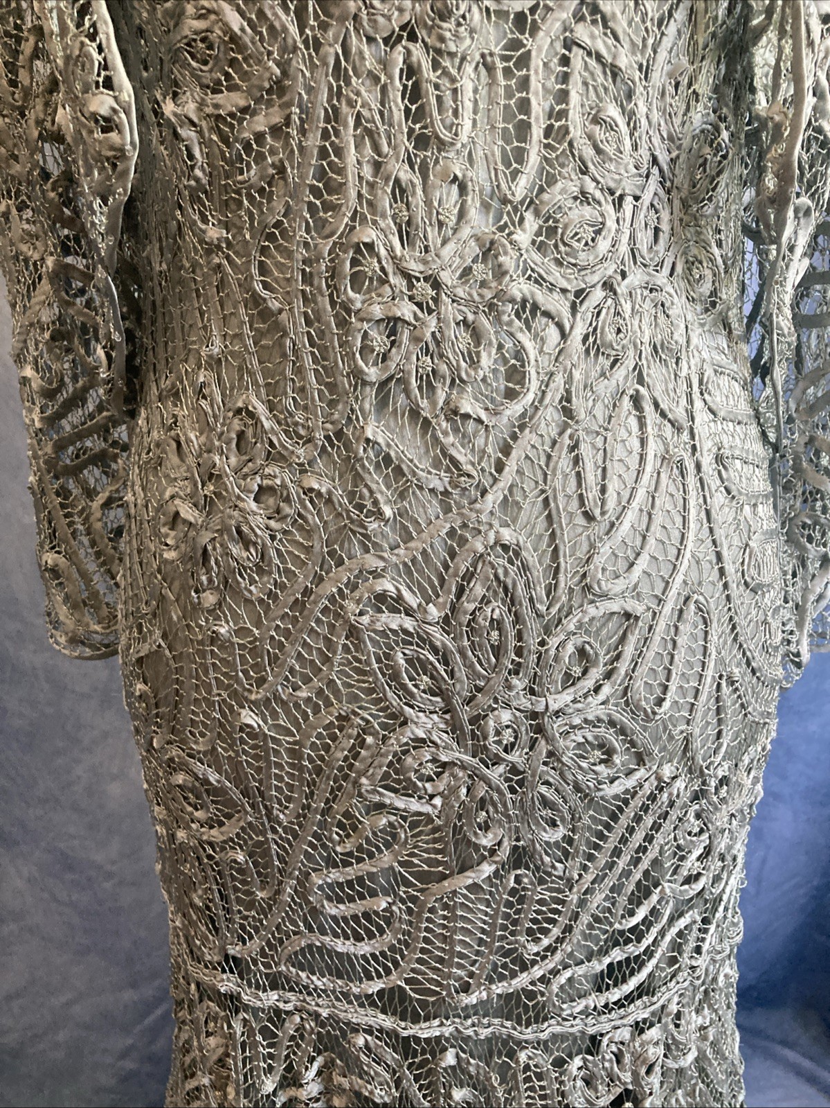 Vtg 90s Soulmates 100% Silk Crochet Lace 3pc Dress Set L Fits XS S Y2K Mermaid