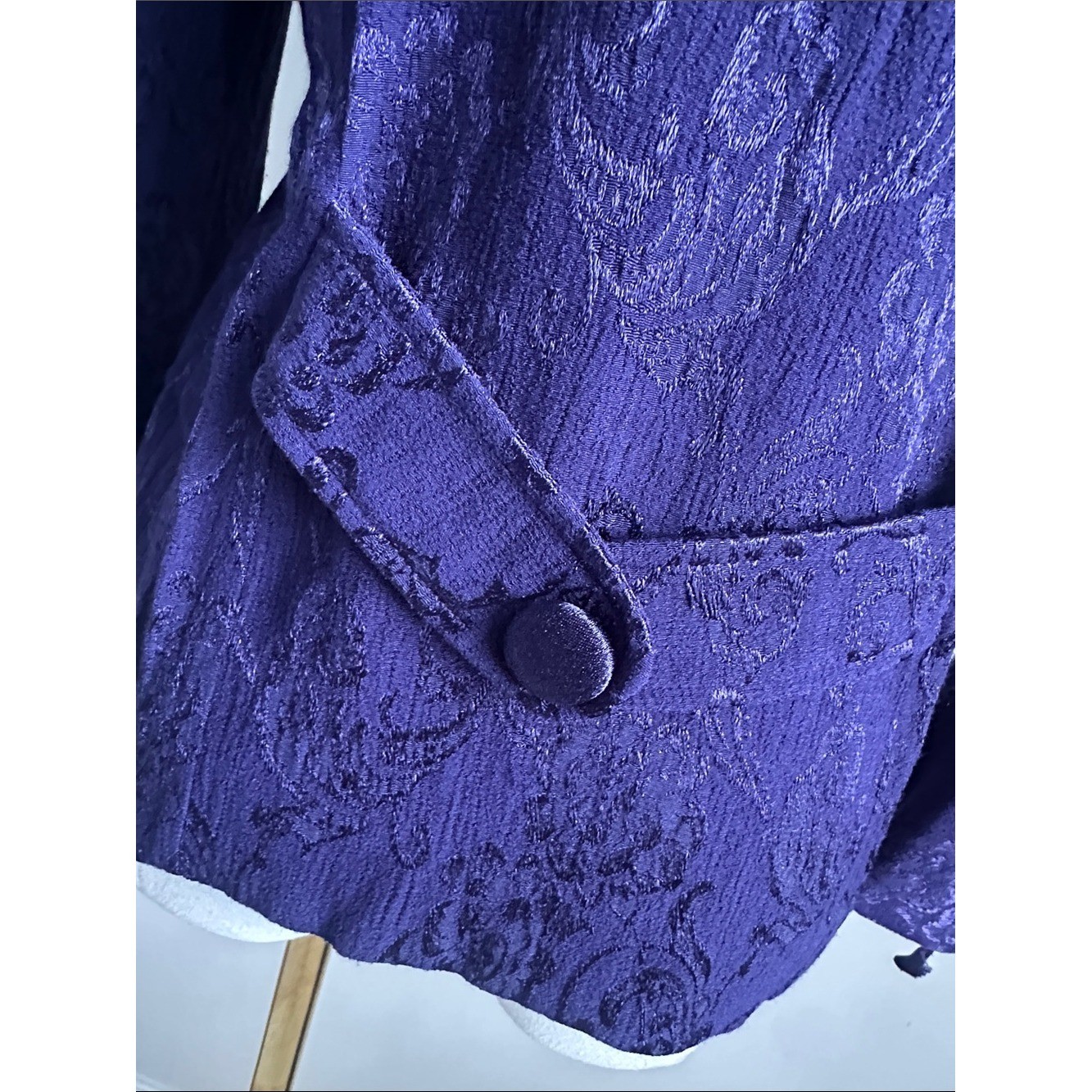 Vtg Women 10 Purple Tailored Peplum Blazer Paisley Tapestry Whimsigoth Fairy