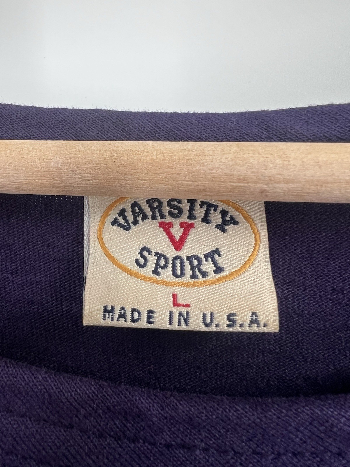 VTG Varsity Sport Solid Purple Long Sleeve 100% Cotton Maxi Dress M Made in USA