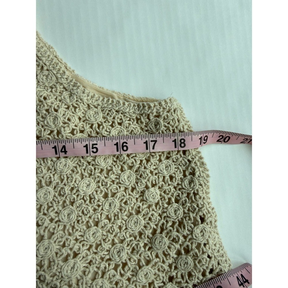 L Love Crochet Eyelet Lace Peplum Cami Tank Top Beige