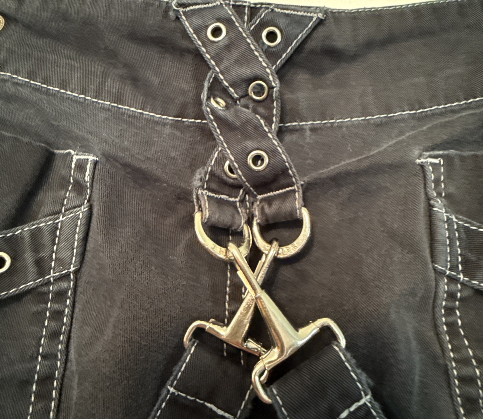 Rare Y2K Tripp NYC Goth Punk Bondage Pants Zip Off Women Size 11 Chain Wide Leg