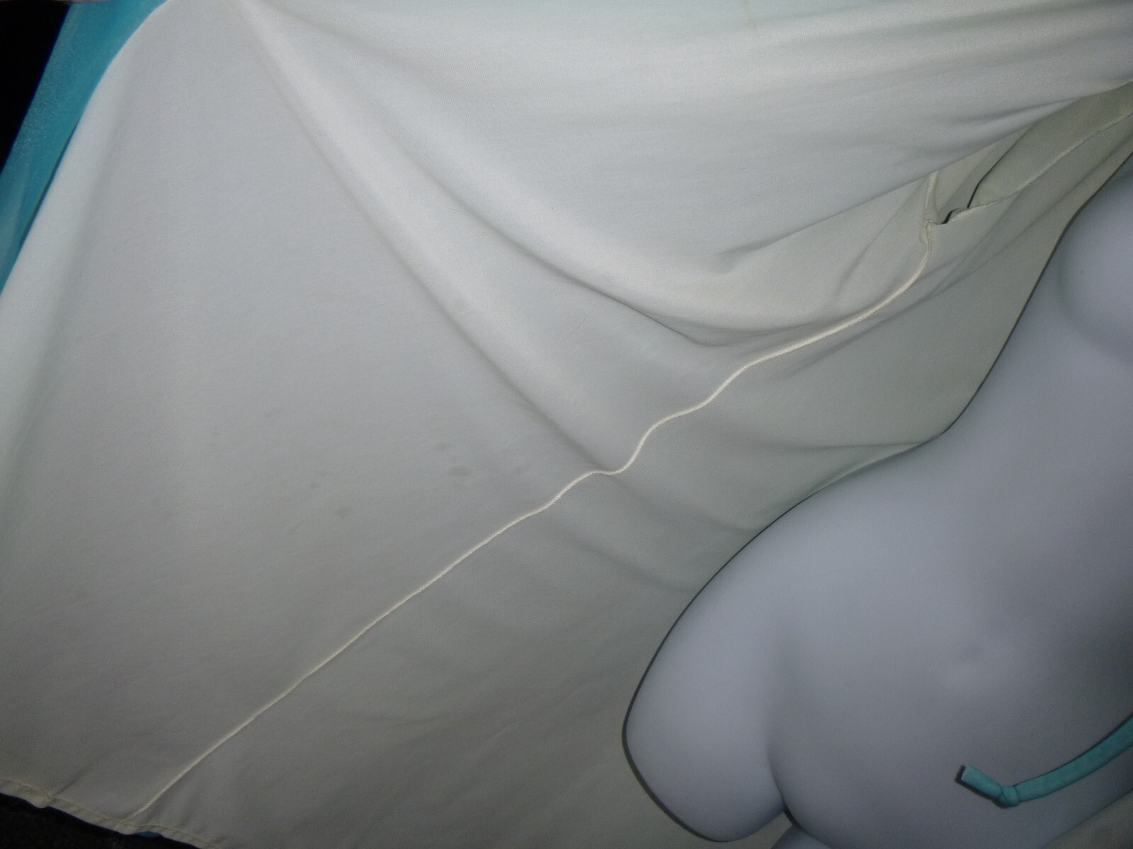 Vtg 50s Odette Barsa 2 Layer Chiffon Over Nylon Robe Turquoise Off White Sz M