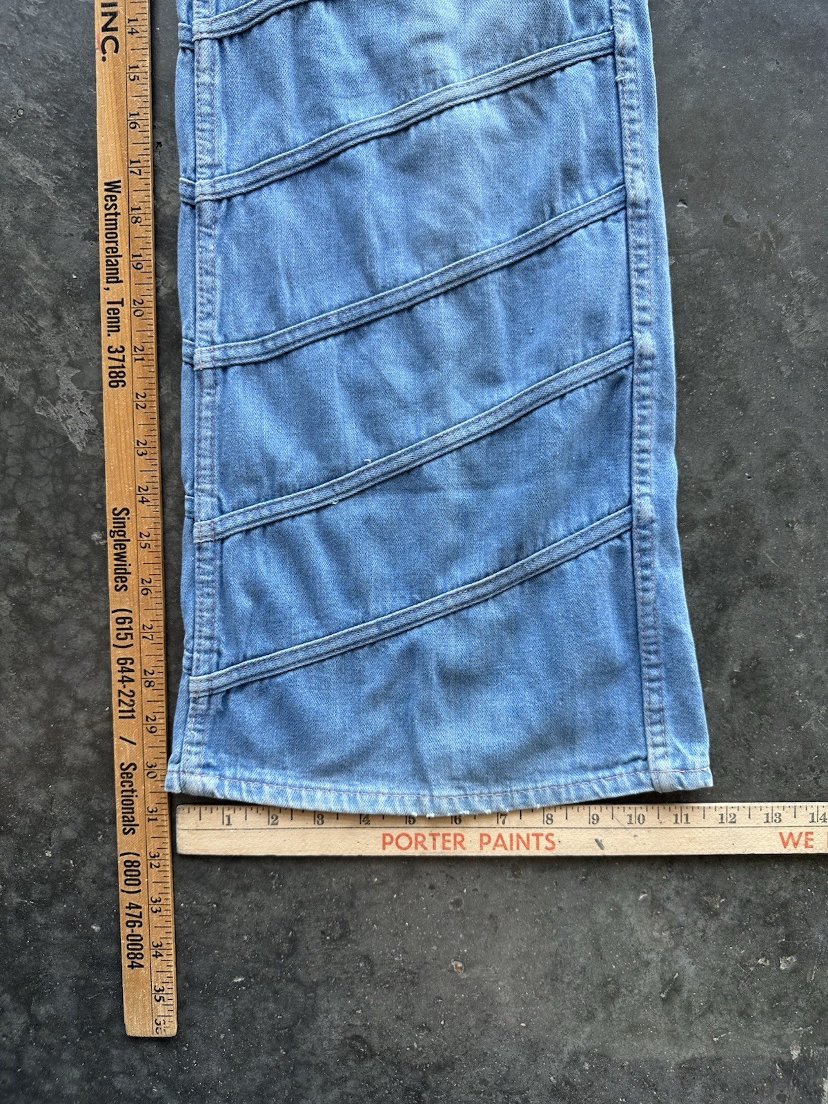 Vintage 70’s Lightwash Patchwork Bell Flare Jeans 28” Waist