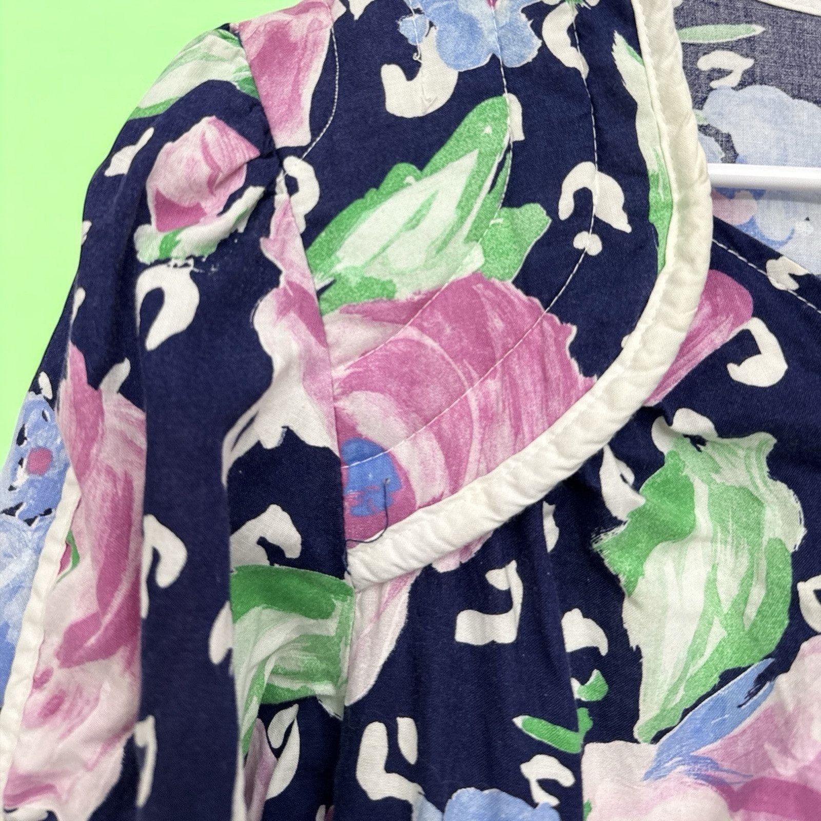 Vintage David Brown California Half Zip House Coat Mumu Dress Sz Large Floral