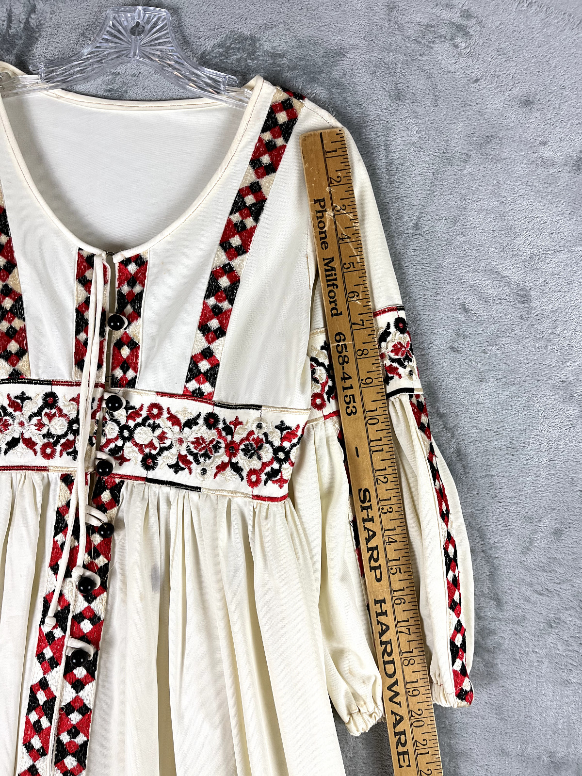 Rare Vintage Beverly Paige 60s 70s Bohemian Maxi Dress Tag 10 Peasant Groovy