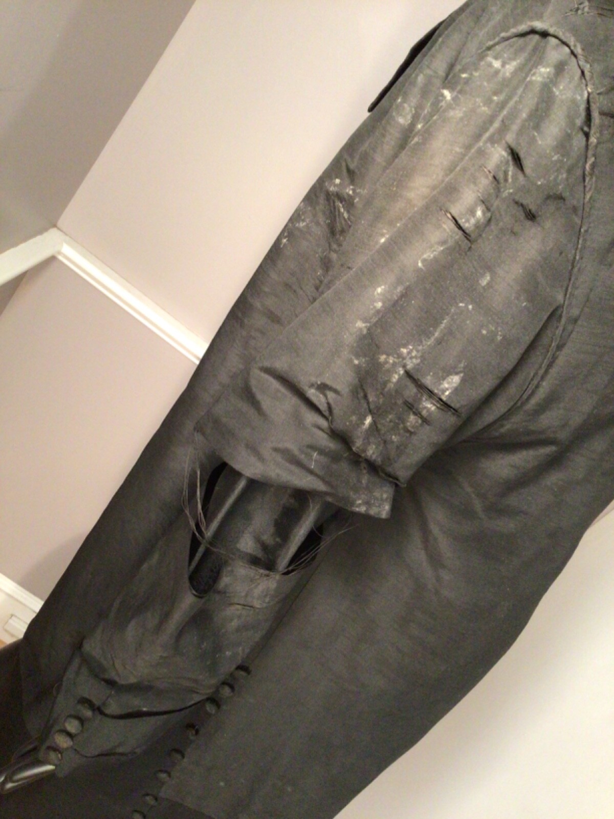 Authentic Vintage CW Era 1860s Black Silk Faille Long Pelisse • AS IS (E-16)