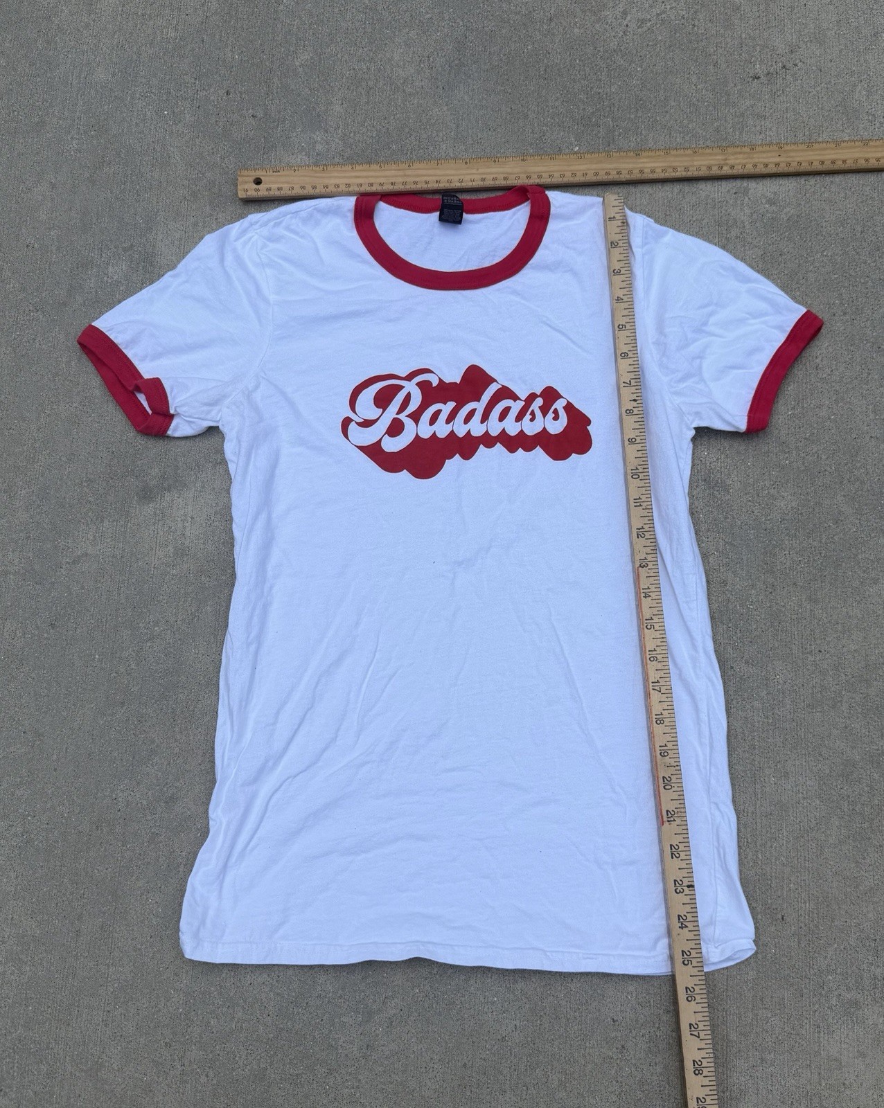 Vintage Style White Red Ringer Tee Anvil Small Y2K Cotton Baby T Shirt
