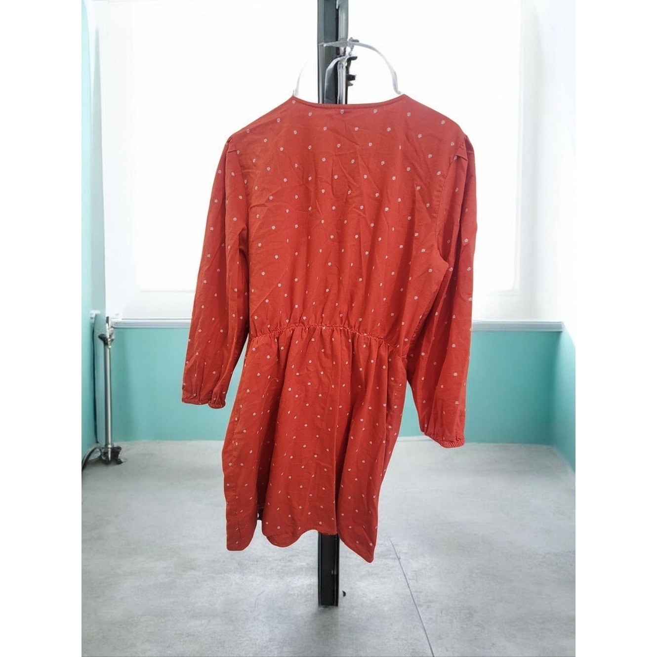 Old Navy Orange Floral Daisy Wrap Dress EUC L Boho Cottagecore Coastal Cowgirl