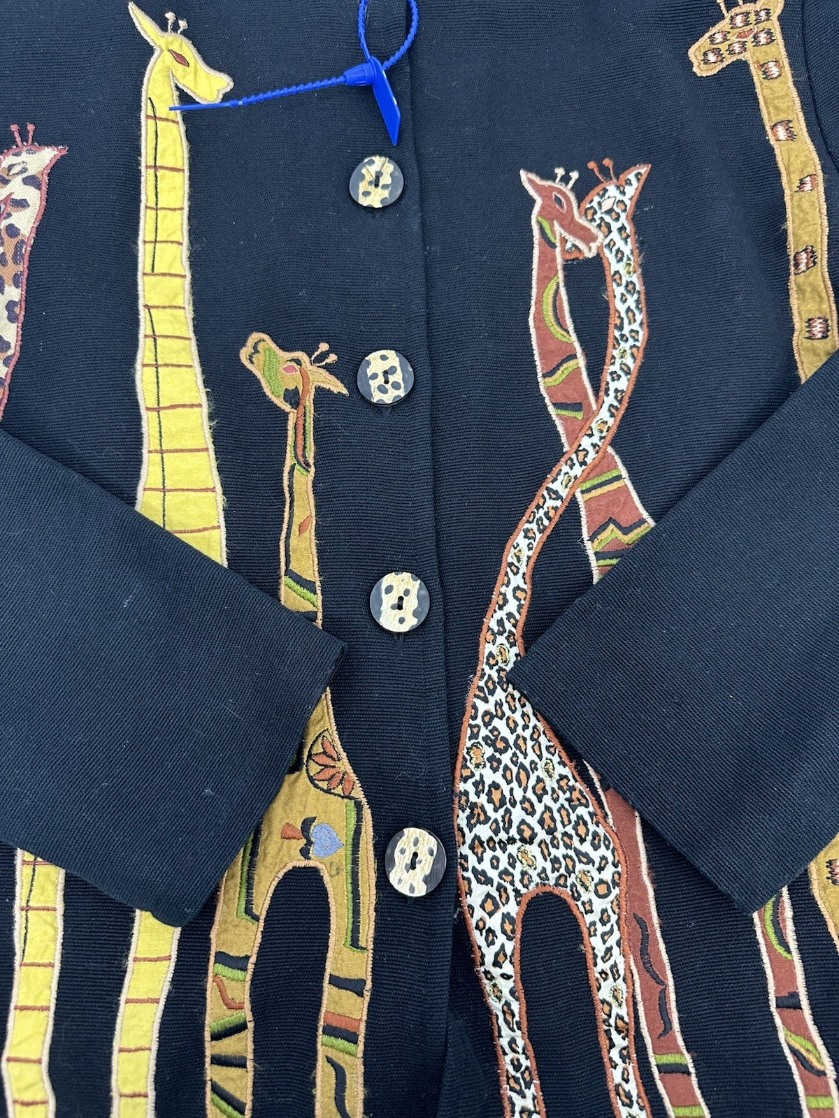 VTG Daniel K Giraffe Jacket Womans Black Artsy Safari Animal Novelty S READ