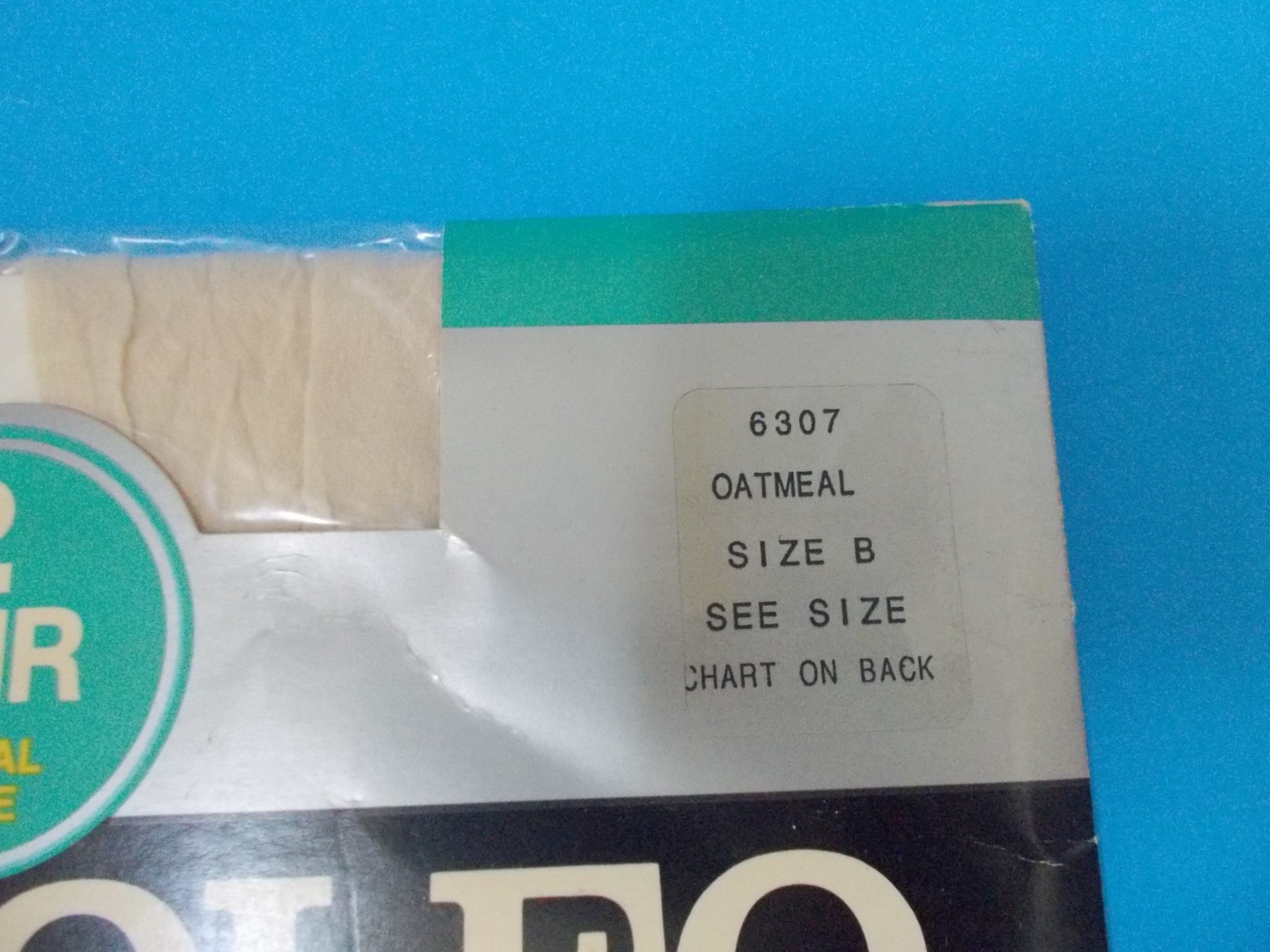 VTG ADOLFO 2 Pair Oatmeal Reinforced Toe Pantyhose Hosiery # 6307 Sz B