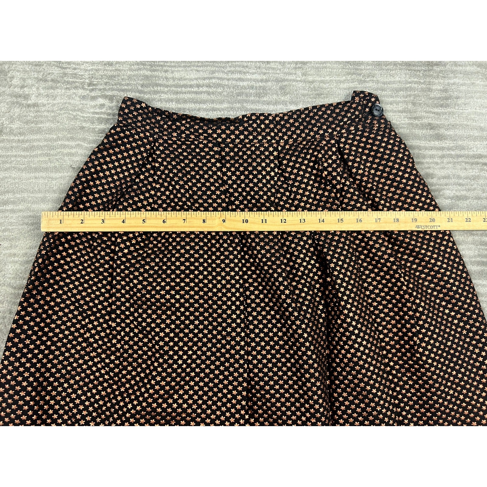Maisonette Frock Skirt Womens 29W Black Copper Vintage A-Line Floral Midi Border