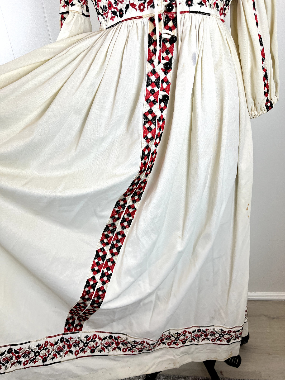 Rare Vintage Beverly Paige 60s 70s Bohemian Maxi Dress Tag 10 Peasant Groovy