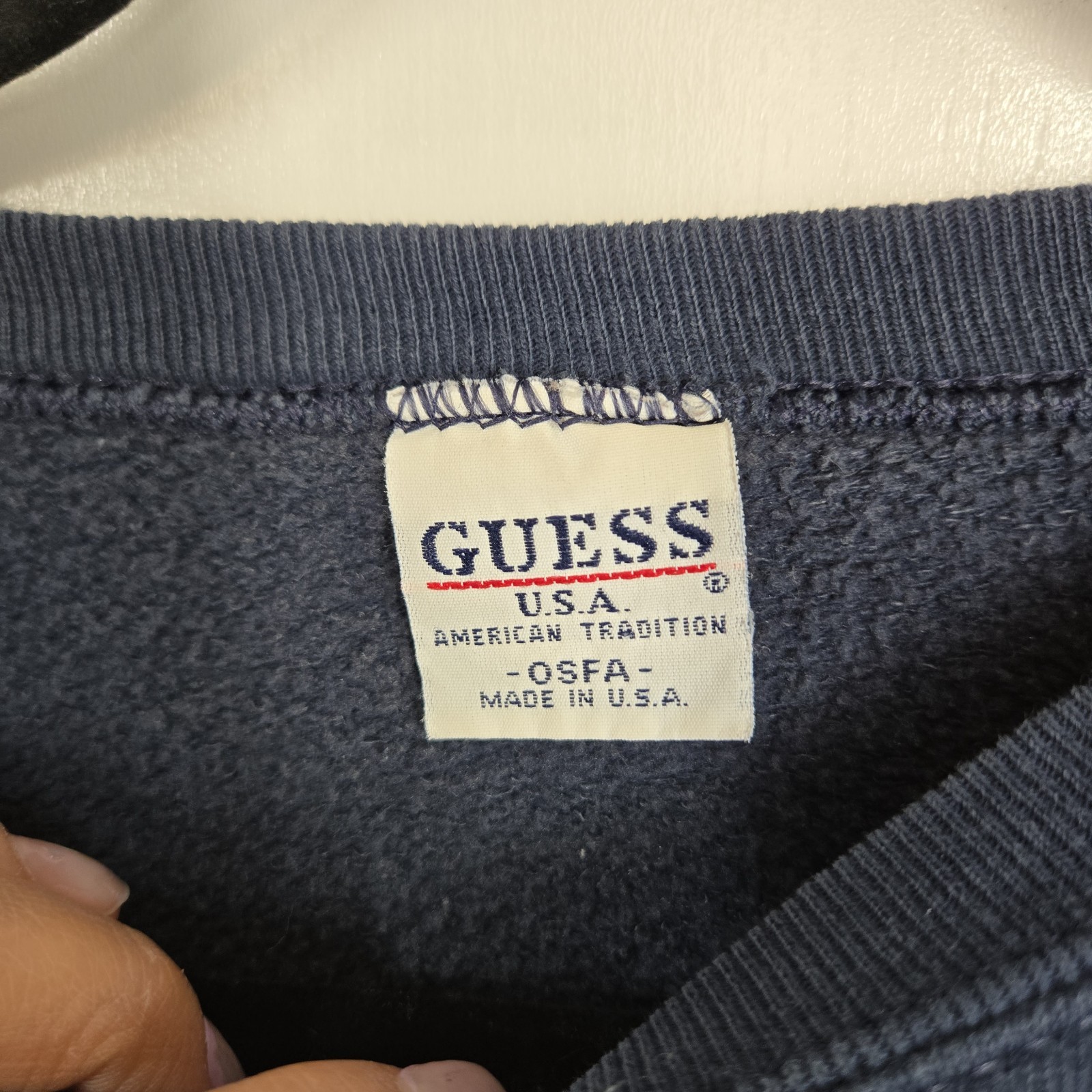 Guess Blue Embroidered Guess Colors Crew Neck Sweatshirt 1990s OSFM Cropped Boxy