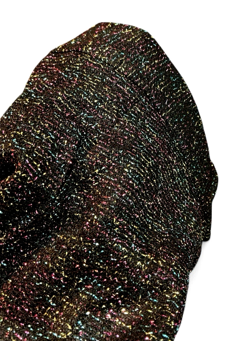Vintage Metallic Lamé Maxi Skirt Lined Black Multicolor Sparkle Party Evening 42