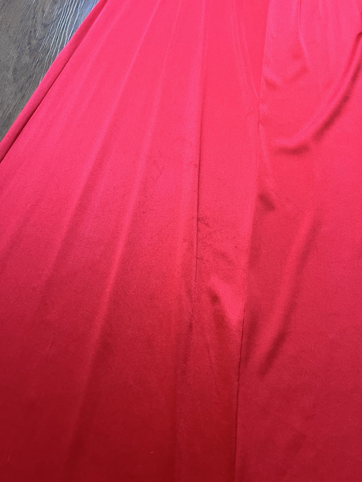 Vintage Vassarette Nightgown Medium Red Maxi Lace Off Shoulder Bow Dress 70s