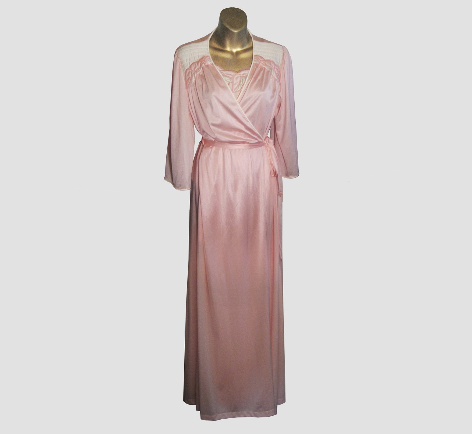 VTG VANITY FAIR PRETTY PINK PEIGNOIR SET LOVELY EVERYDAY LOOK COMFORTABLE USA SM