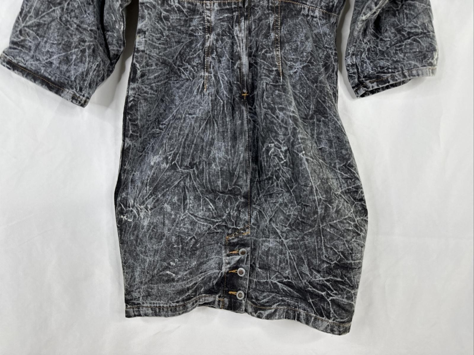 Vintage United States Chemin De Fer Denim Dress Size 9/10 Gray 3/4 Sleeve RARE