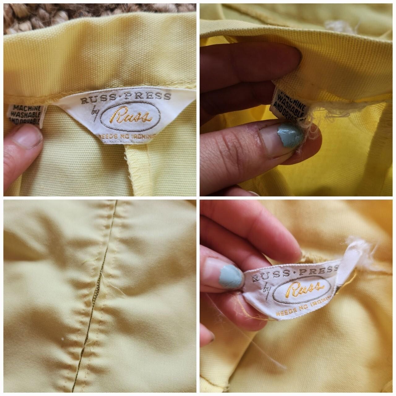 Vtg 70s matching set pants jacket Yellow white striped Alfred Werber size 14