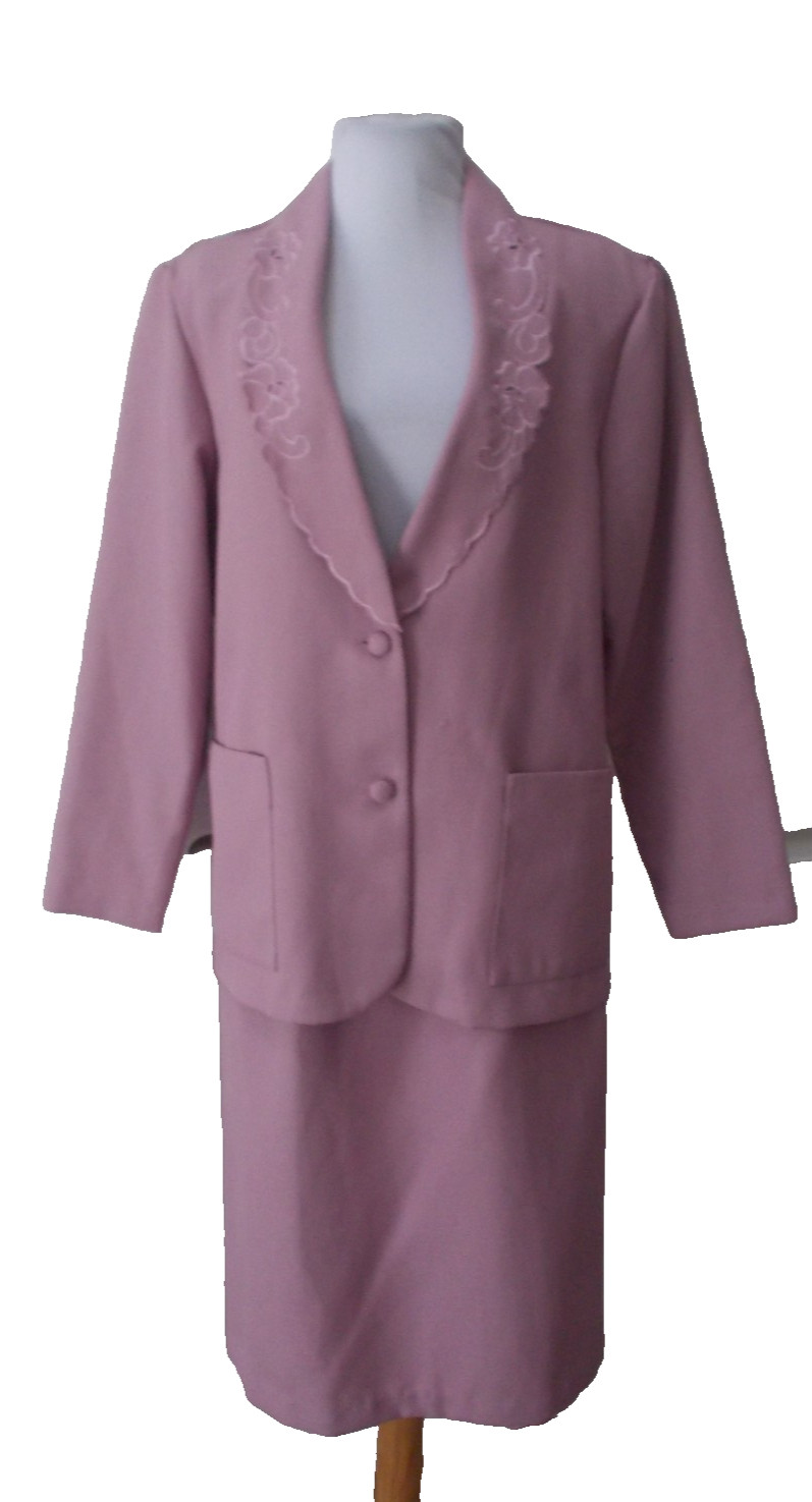 VTG BLAIR BOUTIQUE Dusty Rose 2 Piece Jacket & Skirt Suit Sz 16