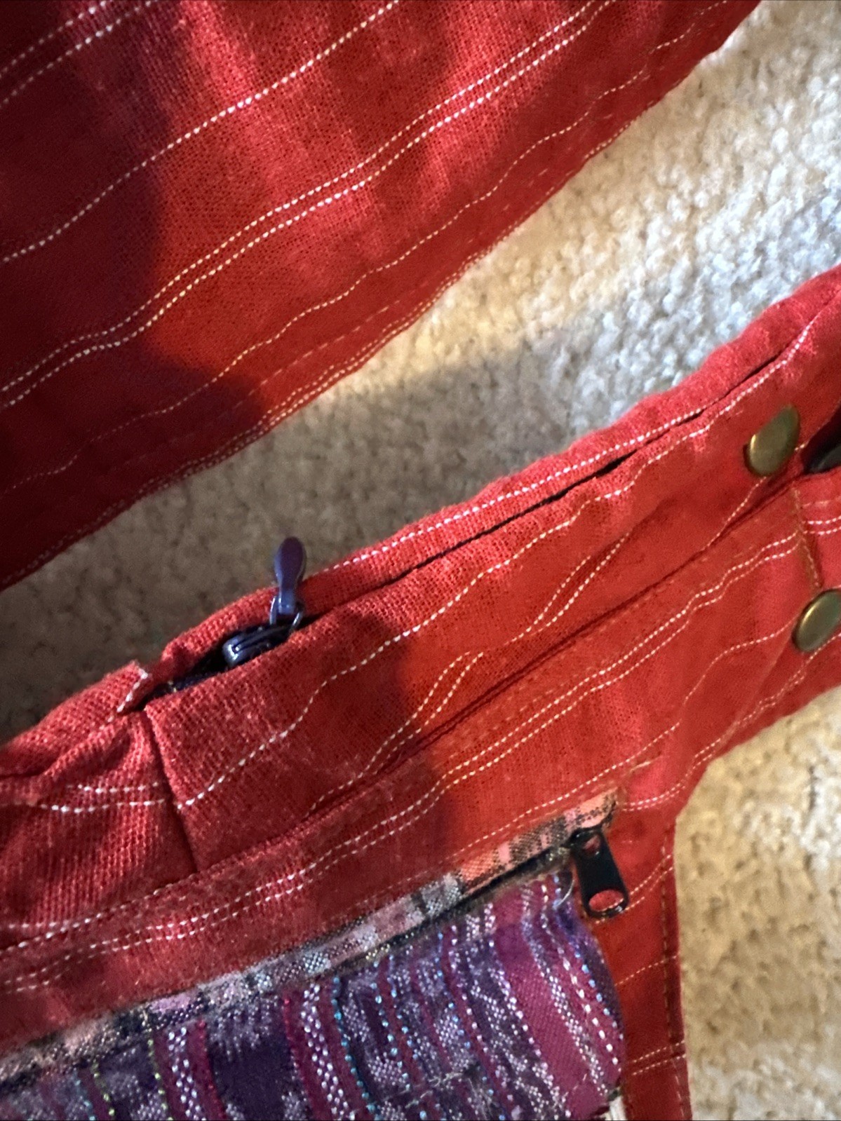 Guatemala Stitch work Button Waist Patch Belt Zip