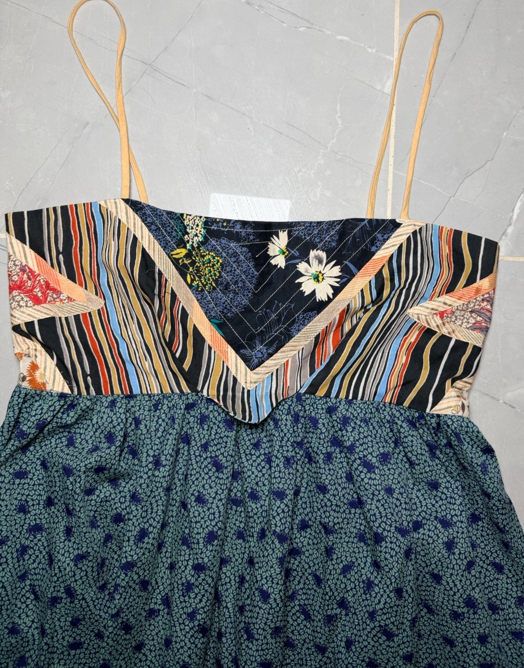 Vintage 1980 Koos Van Den Akker Patchwork Collage Cotton Dress