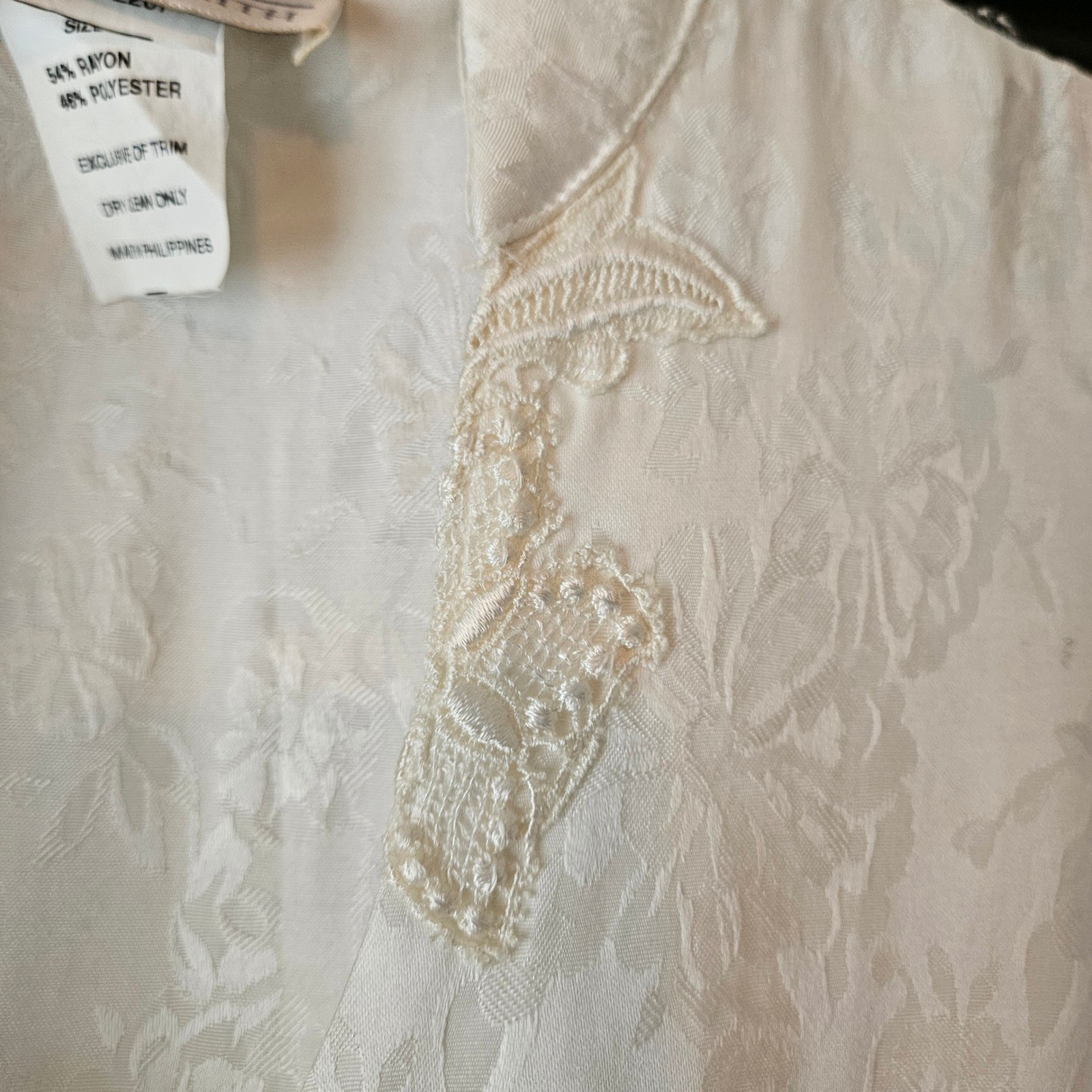 Vintage Benson Smith White Floral Maxi Dress Size 9 Jacquard Button Front Bridal