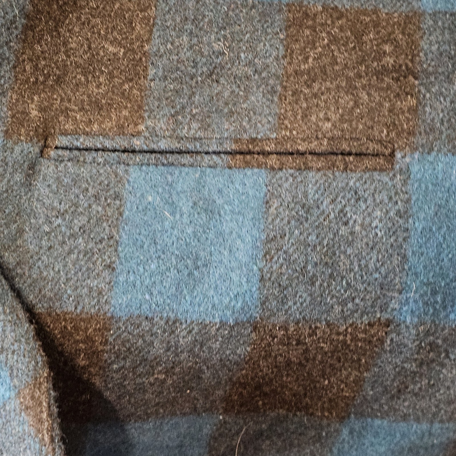 80s 90s Wool Blend Plaid Checkered Teal Blue Dark Gray Blazer Boyfriend Fit M/L