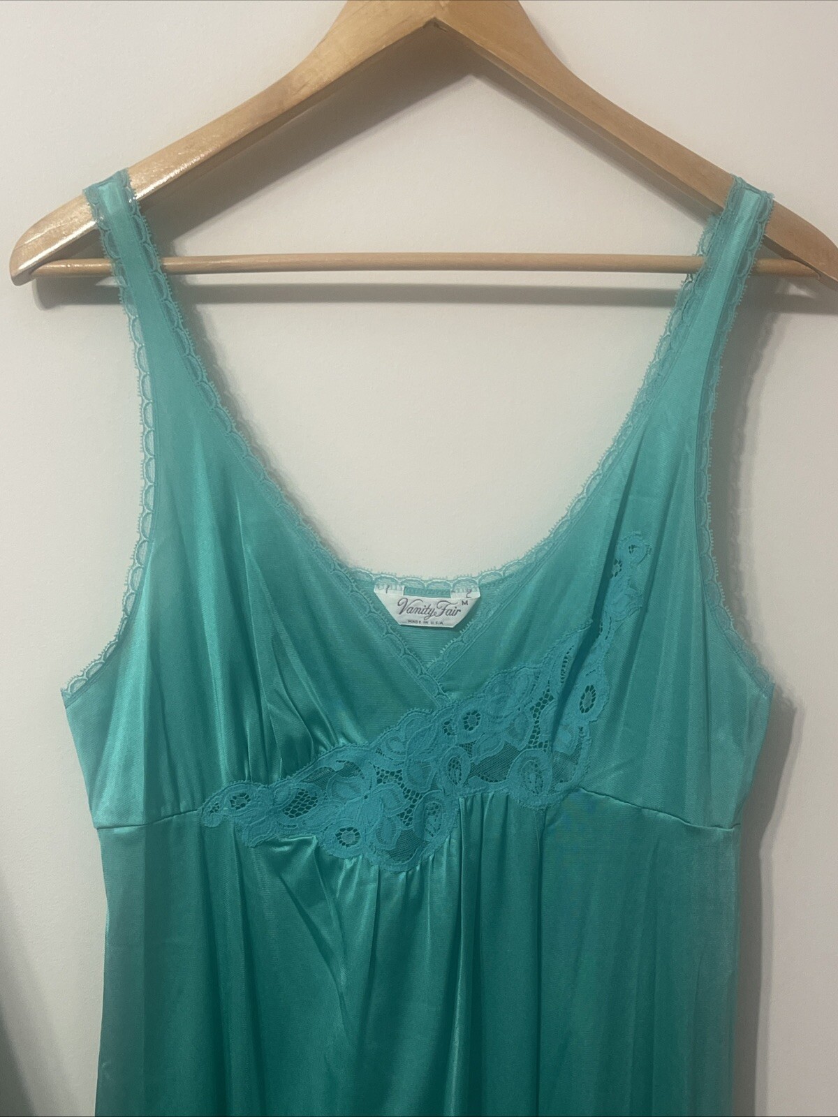 Vintage Vanity Fair Robe Peignoir Dressing Gown Womens M Flutter Teal Boudoir We